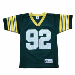 Logo 7 Boys Jersey Green Yellow & White Vintage. Athletic Sporty